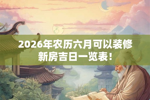 2026年农历六月可以装修新房吉日一览表! 2026年农历六月可以装修新房吉日一览表!