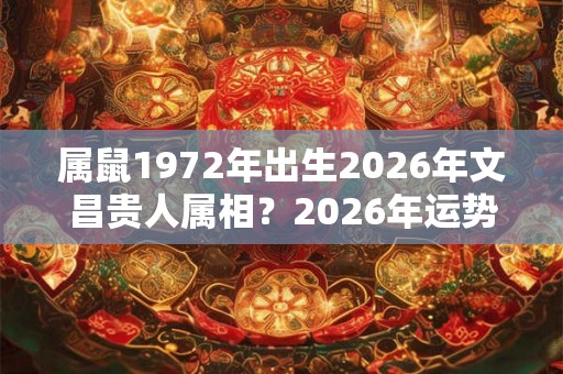 属鼠1972年出生2026年文昌贵人属相？2026年运势好不好？