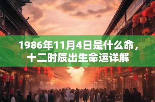1986年11月4日是什么命，十二时辰出生命运详解