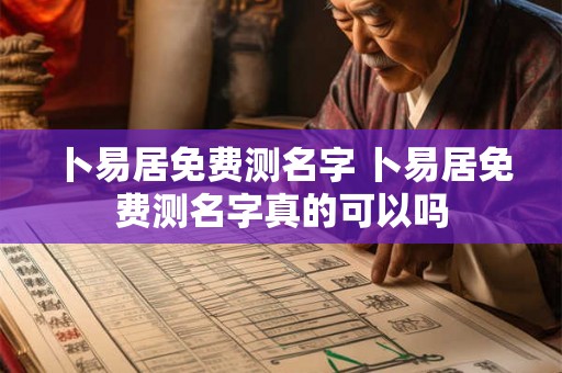 卜易居免费测名字 卜易居免费测名字真的可以吗