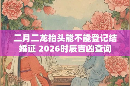 二月二龙抬头能不能登记结婚证 2026时辰吉凶查询