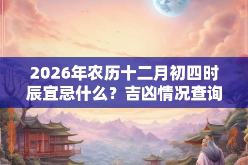 2026年农历十二月初四时辰宜忌什么？吉凶情况查询