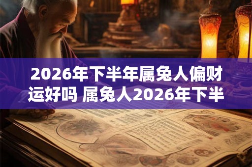 2026年下半年属兔人偏财运好吗 属兔人2026年下半年偏财运怎么样