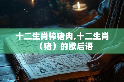 十二生肖榨猪肉,十二生肖（猪）的歇后语
