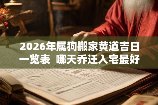 2026年属狗搬家黄道吉日一览表  哪天乔迁入宅最好