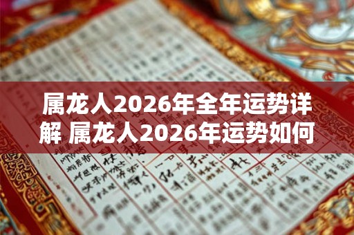 属龙人2026年全年运势详解 属龙人2026年运势如何 属龙人2026年全年运势详解 属龙人2026年运势如何