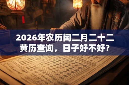 2026年农历闰二月二十二黄历查询，日子好不好？