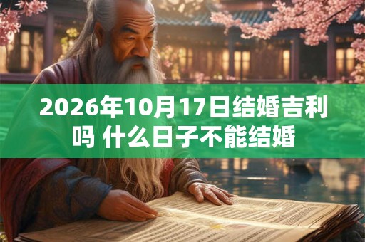 2026年10月17日结婚吉利吗 什么日子不能结婚