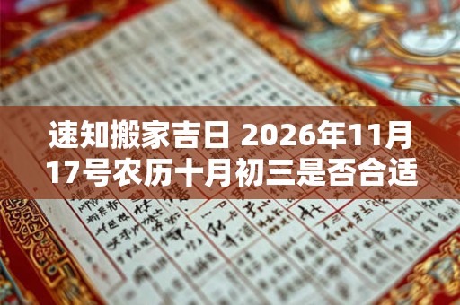 速知搬家吉日 2026年11月17号农历十月初三是否合适