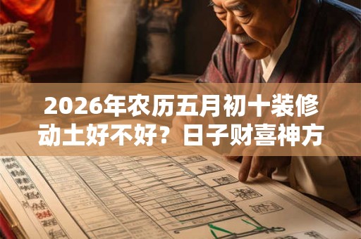 2026年农历五月初十装修动土好不好？日子财喜神方位？