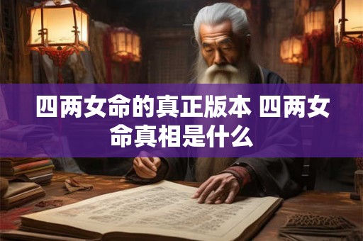 四两女命的真正版本 四两女命真相是什么 四两女命的真正版本 四两女命真相是什么