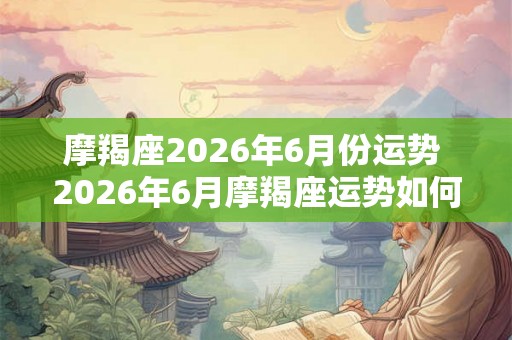 摩羯座2026年6月份运势 2026年6月摩羯座运势如何