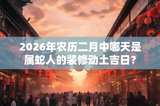 2026年农历二月中哪天是属蛇人的装修动土吉日？
