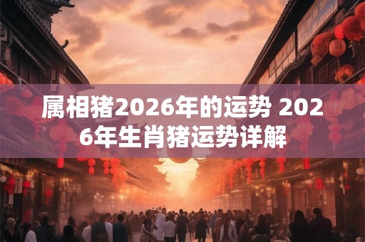 属相猪2026年的运势 2026年生肖猪运势详解