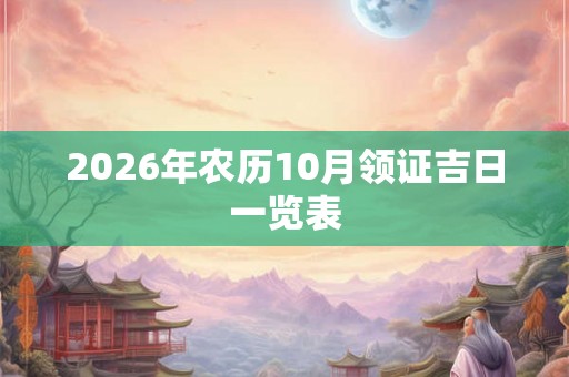2026年农历10月领证吉日一览表 2026年农历10月领证吉日一览表
