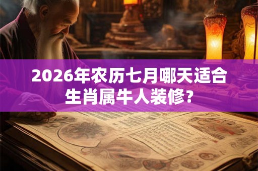 2026年农历七月哪天适合生肖属牛人装修? 2026年农历七月哪天适合生肖属牛人装修?