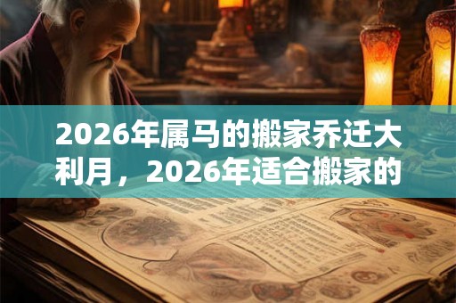 2026年属马的搬家乔迁大利月，2026年适合搬家的属相