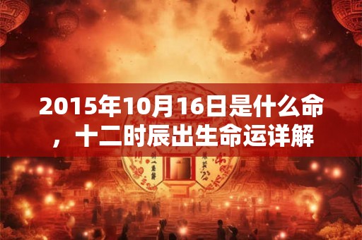 2015年10月16日是什么命，十二时辰出生命运详解