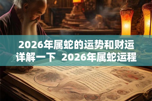 2026年属蛇的运势和财运详解一下  2026年属蛇运程
