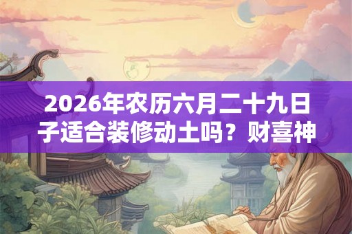 2026年农历六月二十九日子适合装修动土吗？财喜神吉位在哪？