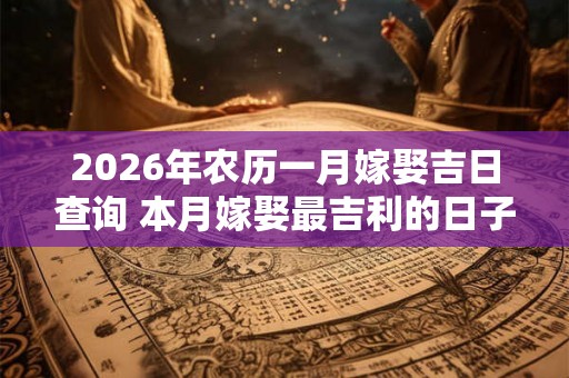 2026年农历一月嫁娶吉日查询 本月嫁娶最吉利的日子是哪天 2026年农历一月嫁娶吉日查询 本月嫁娶最吉利的日子是哪天