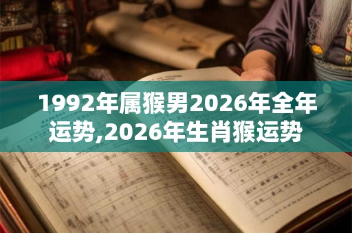 1992年属猴男2026年全年运势,2026年生肖猴运势 1992年属猴男2026年全年运势,2026年生肖猴运势