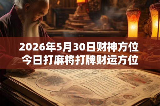 2026年5月30日财神方位 今日打麻将打牌财运方位
