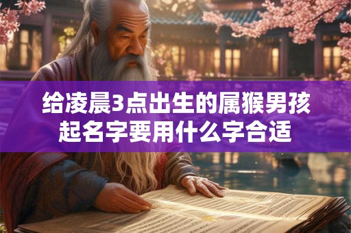给凌晨3点出生的属猴男孩起名字要用什么字合适