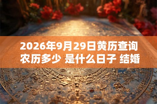 2026年9月29日黄历查询 农历多少 是什么日子 结婚吉时 2026年9月29日黄历查询 农历多少 是什么日子 结婚吉时