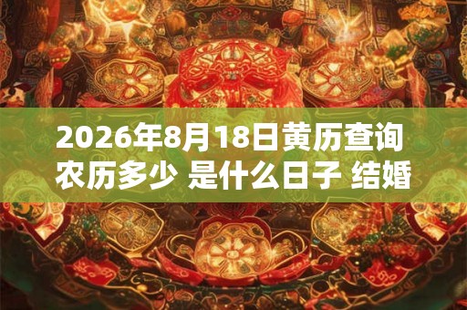 2026年8月18日黄历查询 农历多少 是什么日子 结婚吉时