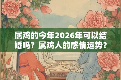 属鸡的今年2026年可以结婚吗?属鸡人的感情运势? 属鸡的今年2026年可以结婚吗?属鸡人的感情运势?