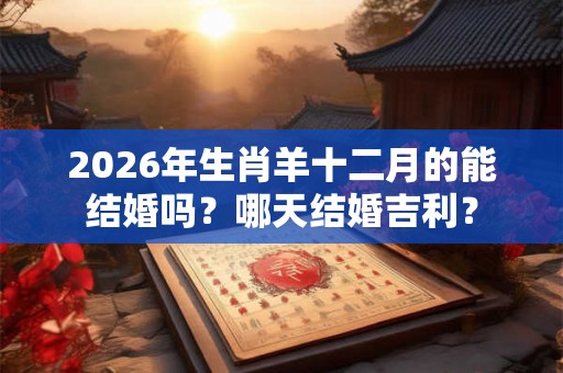 2026年生肖羊十二月的能结婚吗？哪天结婚吉利？