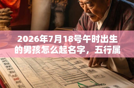 2026年7月18号午时出生的男孩怎么起名字，五行属什么