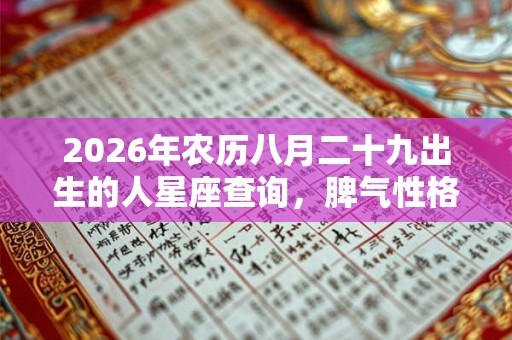 2026年农历八月二十九出生的人星座查询，脾气性格有什么特征？