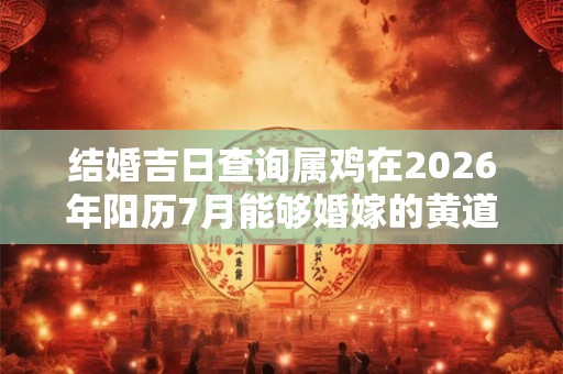结婚吉日查询属鸡在2026年阳历7月能够婚嫁的黄道吉日