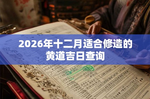 2026年十二月适合修造的黄道吉日查询