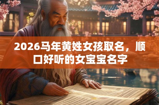 2026马年黄姓女孩取名，顺口好听的女宝宝名字