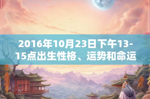 2016年10月23日下午13-15点出生性格、运势和命运