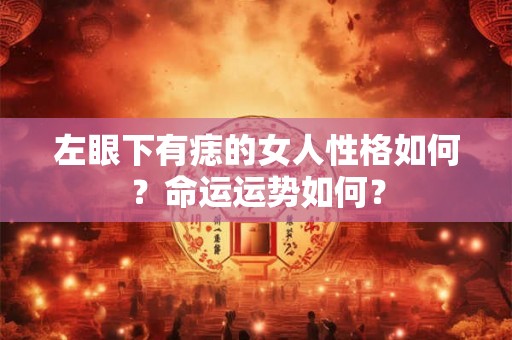 左眼下有痣的女人性格如何?命运运势如何? 左眼下有痣的女人性格如何?命运运势如何?