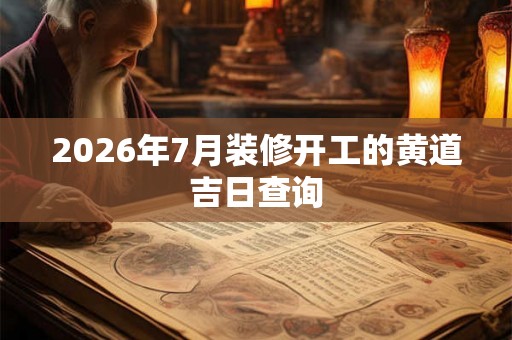 2026年7月装修开工的黄道吉日查询