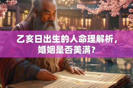 乙亥日出生的人命理解析，婚姻是否美满？