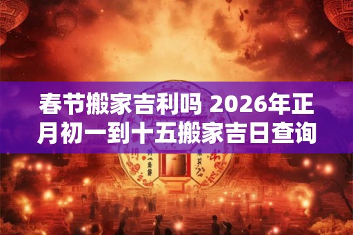 春节搬家吉利吗 2026年正月初一到十五搬家吉日查询 春节搬家吉利吗 2026年正月初一到十五搬家吉日查询