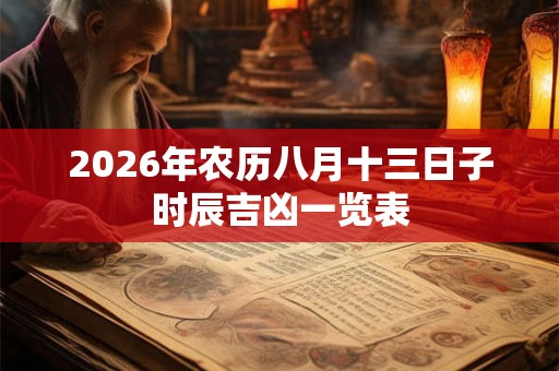 2026年农历八月十三日子时辰吉凶一览表