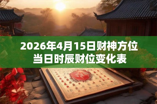 2026年4月15日财神方位 当日时辰财位变化表