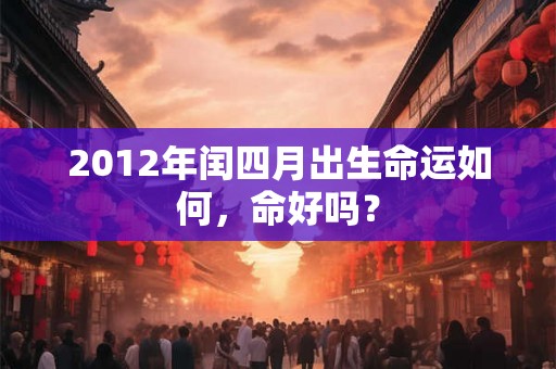2012年闰四月出生命运如何，命好吗？