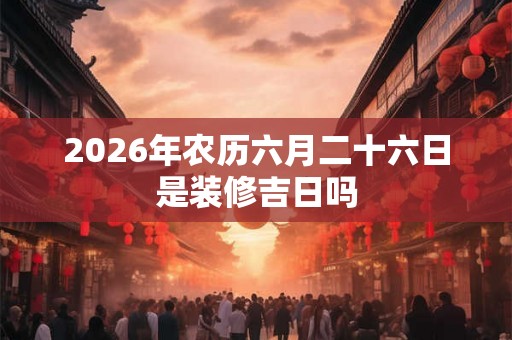 2026年农历六月二十六日是装修吉日吗