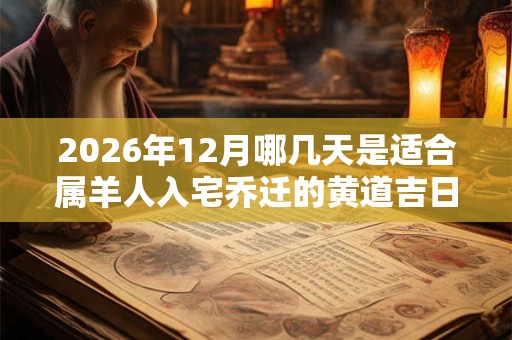 2026年12月哪几天是适合属羊人入宅乔迁的黄道吉日