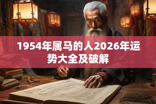 1954年属马的人2026年运势大全及破解