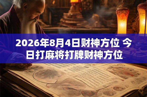 2026年8月4日财神方位 今日打麻将打牌财神方位