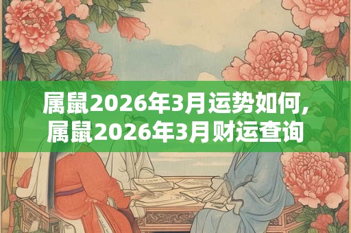 属鼠2026年3月运势如何,属鼠2026年3月财运查询